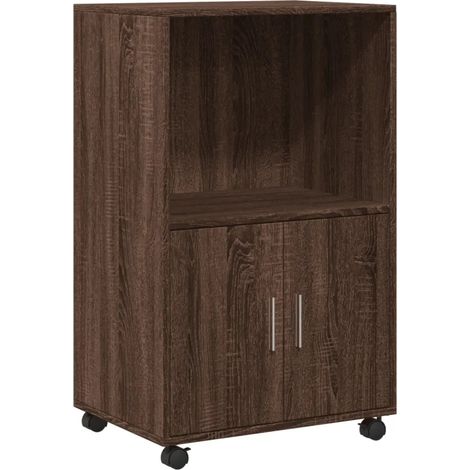 Armoire à roulettes multifonctionnelle design intemporel rangement 55 x 40 x 91 cm en bois d'ingénierie chêne marron (1/5)