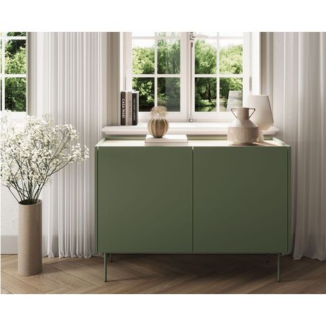 Bobochic – Buffet 2 portes 120 cm – Largeur 40 cm – Hauteur 85 cm – Design moderne avec pieds en métal – Rangement spacieux (1/5)