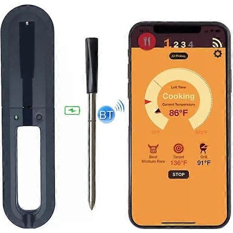 Thermomètre de barbecue sans fil Bluetooth - Application mobile, plage de température de -40 à 100 °C, (1/5)