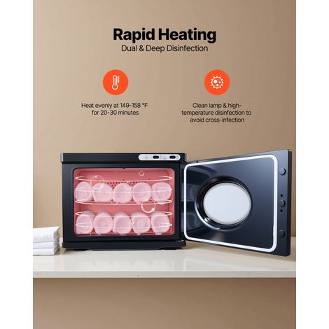 Chauffe-serviettes 23 L, Armoire Chauffe-serviettes Capacité 36PCs, avec Fenêtre Transparente, Clip et Support en Acier inoxydable, pour Spa, Massage, Salon de Beauté, Salle de Bain, Hôtel (1/5)
