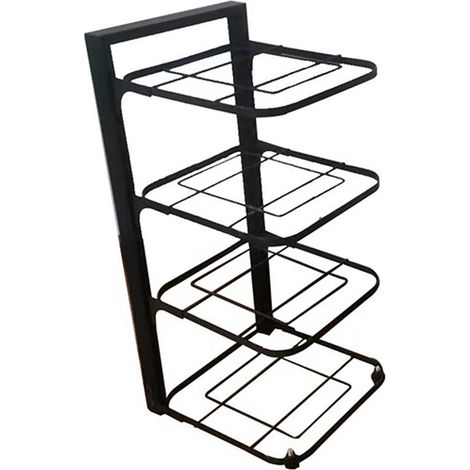 Étagère de rangement de cuisine en acier au carbone noir multicouche pour casseroles et poêles, quatre niveaux, 54 x 24 x 7 cm / 21,3 x 9,4 x 2,8 pouces (1/5)