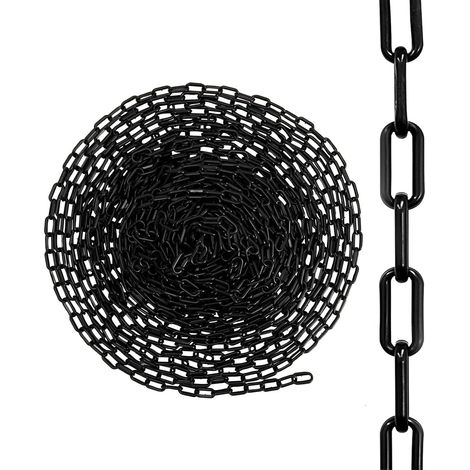 Chaîne en Plastique Noire de 5 m, chaîne de sécurité 6 mm pour contrôle des foules, barrières, signalisation routière et Chantier, résistante aux intempéries et Durable (1/5)