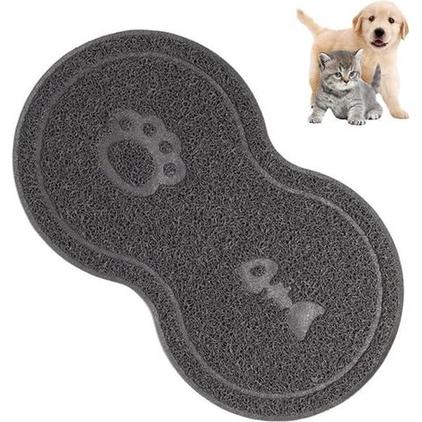 Alfombrilla antideslizante para comer, para perros y gatos, 45 x 26 cm, gris (1/5)