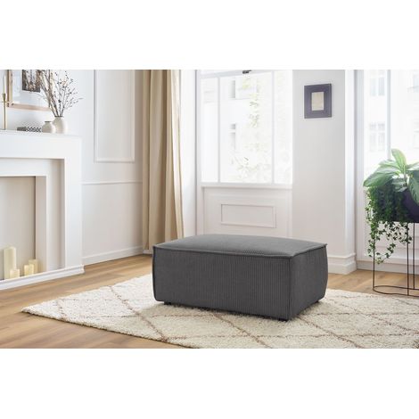BOBOCHIC - Pouf compact NIHAD velours côtelé Gris foncé (1/5)