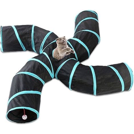 Tunnel pour chat 4 voies pliable, jeu pour chat d'intérieur, tunnel de jeu pliable pour animaux de compagnie (1/5)