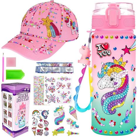 Bouteille d'eau licorne avec kit DIY, 600ml sans BPA, pour enfants & anniversaires (1/4)