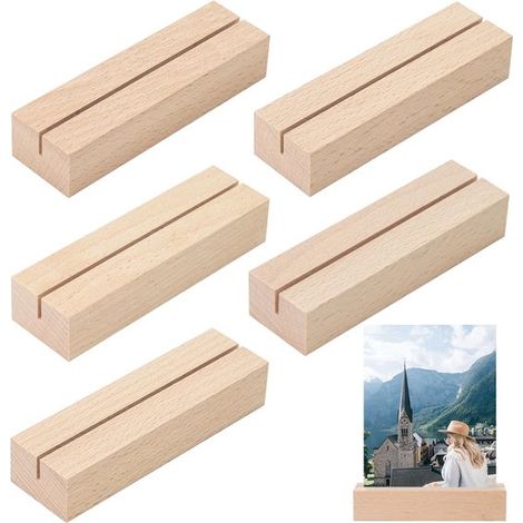 Juego de 10 tarjeteros de madera resistentes y duraderos. Ideales para usar como tarjetas de mesa，Madera，madera (1/5)
