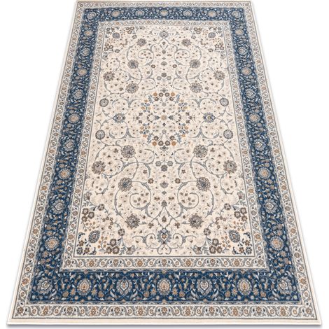 Teppich Wolle NAIN Ornament, Rahmen, 7179/51613 beige / blau beige 200x300 cm