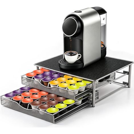 Porte Capsules pour , Grande Capacité Tiroir Rangement Capsules , Support Dosette avec Glissières, Tapis Antidérapant et Surface Anti-Vibration (1/5)