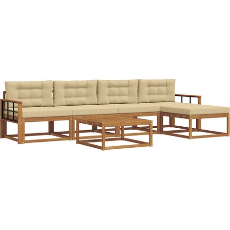 Ensemble de canapés d'extérieur 6 pcs Salon de jardin Naturel et Beige (1/5)
