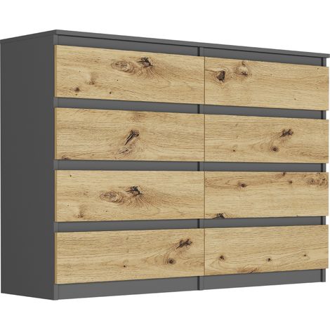 Kommode mit Schubladen Anthrazit Mix Artisan, 140 x 40 x 98 cm - Modern R140S8