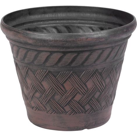 Blumentopf Strend Pro, 29x23 cm, dunkelbraun, Rattanmuster
