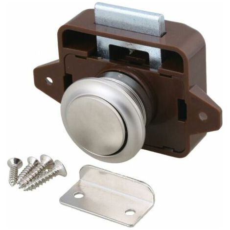 QORVA-Loquet d'armoire à bouton-poussoir pour camping-car camping-car caravane marron argent (1/5)