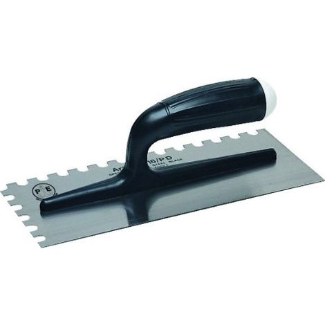 Frattone in acciaio saldato dentato destro manico e supporto in plastica rinforzata frp 280x120 denti 3x3