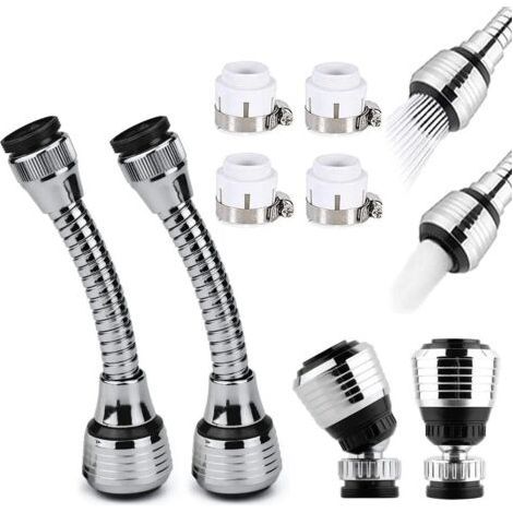 Pièces Economiseur d'Eau pour Robinet, Embout Robinet, Rallonge de Robinet, Economie d'Eau Embout de Filtre, Contient 4 Tuyaux de Raccordement Accessoires, pour les Robinets de Cuisine (1/5)