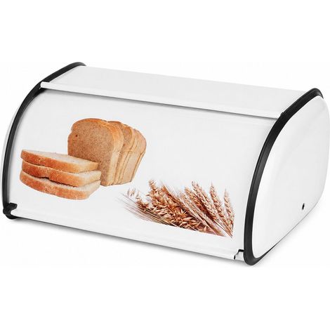 Boîte à Pain Métal Vintage Boite a Pain Cuisine Couvercle Enroulable Roll Top Grande Capacité Plan de Travail Blanc (1/5)