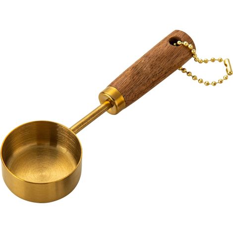 Tasses doseuses dorées Cuillères à mesurer en acier inoxydable avec manche en bois, tasses à mesurer de liquides, ustensiles de cuisine pour la cuisson et la cuisine, décoration de cuisine (1/5)