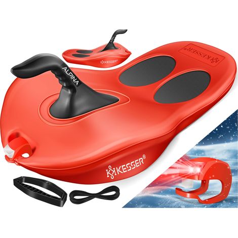 KESSER® Schneebob Alpina mit LED-Licht und Zugseil - Rot