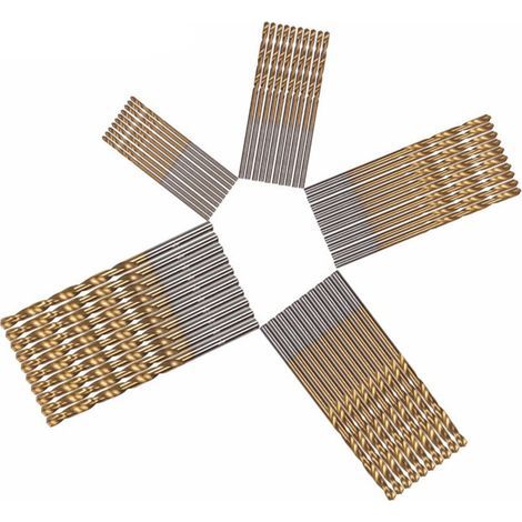 50pcs Mini Forets Hélicoïdaux en Acier Rapide avec Revêtement en Titane HSS Forets Hélicoïdaux 1.0/1.5/2.0/2.5/3.0mm Micro Drill Forets Bits Métrique pour Bois Plastique et Aluminium (1/5)