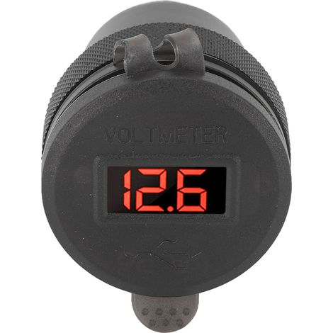 Chargeur de voiture à charge rapide double QC 3.0 avec voltmètre LED et interrupteur à bouton-poussoir, compatible avec les modèles des séries 1, 2 et 3, interface de prise standard européenne, rouge. (1/5)
