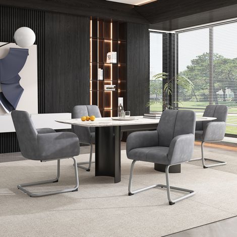 Set di 4 sedie da pranzo, poltroncina moderna minimalista, grigio HAVRYA (1/5)