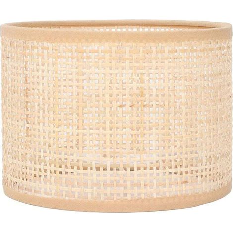 Lampenschirm aus Rattan, Ersatz, gewebter Korb, Vintage-Kronleuchter, Hänge-, Tisch- oder Stehlampe, E27 E14-Crezuo