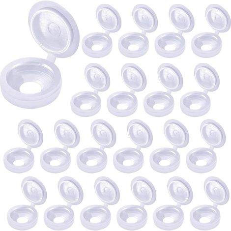 200pcs (Blanc) Capuchons de Vis à Charnière, Cache Vis Bouchon Plastique Couvercles à Vis Rabattables Cache Trou pour Décoration de Maisons, Armoires et Armoires de Meubles (1/5)