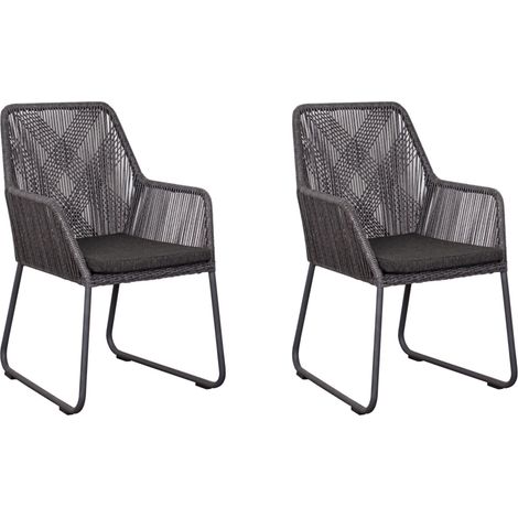 deVries 2x ""ADORA"" Diningsessel Anthrazit Gartenstuhl Relaxsessel 64x64x83 cm
