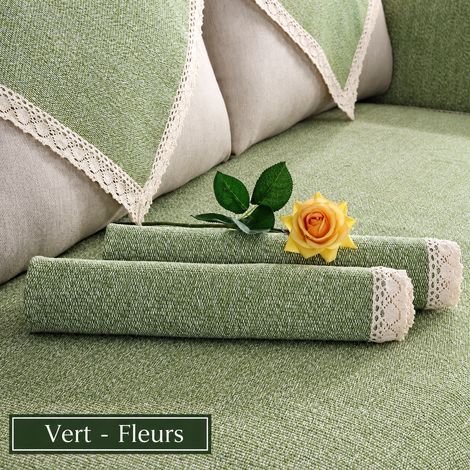 Housse de coussin 4545 vert herbe en fil de coton tissé épais style moderne 4 saisons – Livraison gratuite