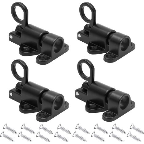 4pcs Elastic Door Locks, Black Automatic Spring Door Locks with Screws for Wooden Doors and Windows, Cabinets, Wardrobes (1/5)