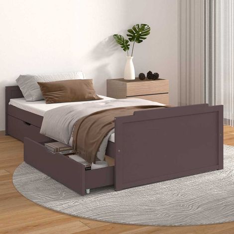 Cadre de lit sans matelas-Structure de lit marron foncé bois pin massif 90x200cm (1/5)