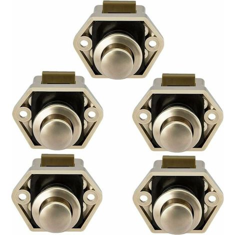 Druckknopfriegel für Wohnmobil – Schranktürschloss für Wohnwagen, 5er-Pack (Nickel) (1/4)