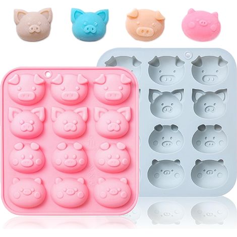 Moule à chocolat porcin 12 cavités, silicone antiadhésif pour pâtisserie DIY, 2 pièces. (1/5)