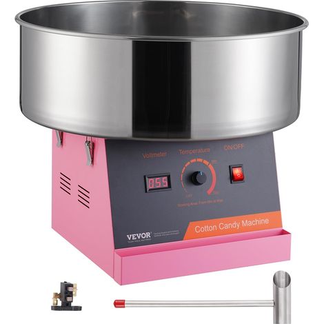 VEVOR Macchina Zucchero Filato Elettrica 1000 W Macchina Zucchero Filato Commerciale, con Ciotola in Acciaio Inossidabile, Paletta per Zucchero, per Compleanno di Bambini, Feste in Famiglia, Rosa