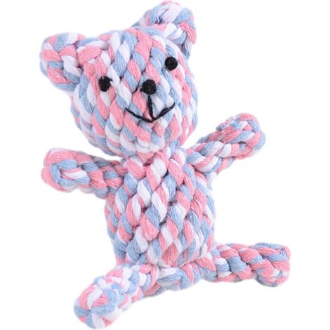 1 Stück handgestricktes Bärenform-Welpen-Beißspielzeug, handgemachtes Haustierspielzeug, geknotetes Spielzeug, geeignet für kleine Hunde