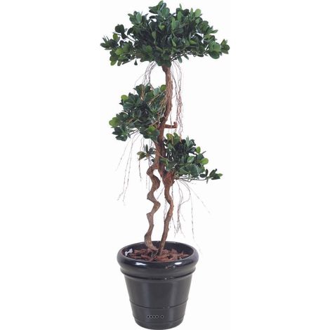 Ficus Panda sur tronc deforme H 140 cm 1812 feuilles artificiel