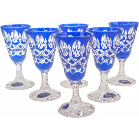 Vasos de vodka de cristal cobalto 25 ml Krata Oliwka (1/2)