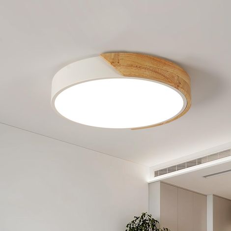 Plafonnier LED Bois 30W, Rond, 4500K Lumière Neutre, 30cm (1/5)