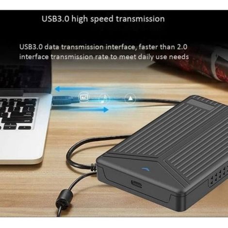 Boîtier Disque Dur - USB 3.1 - Compatible SATA 2.5 Pouces - Pour Ordinateur Portable - Noir - 1 Pièce (1/5)