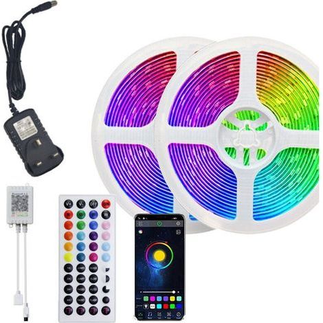 Ruban LED 10M RGB multicolore avec télécommande 44 touches – Réagit à la musique – Installation facile – Décoration chambre, bar, mariage (1/5)