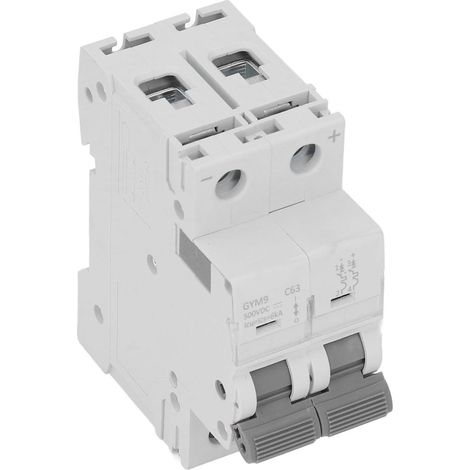 Disjoncteur miniature 2P MCB, interrupteur pneumatique, protecteur de surcharge, 500 V CC, 63 A, pour la maison ou le bureau. (1/5)