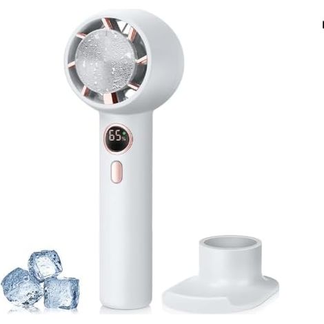 2000mAh Rechargeable USB Portable Fan with Ice Cooling Mode, 3 Speeds, Built-in Phone Holder, White (1/5)