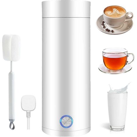 Bouilloire de voyage portable miniature (400 ml), avec mini thermos intégré. Cuisson rapide en 5 minutes, arrêt automatique. Idéale pour le thé, le lait et le café. (1/5)