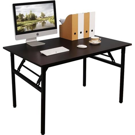 soges Klapptisch kleiner Computertisch Schreibtisch Klappbar und Montagefrei,Tisch aus E1 Holzwerkstoffen und Stahlrahmen,Konferenztische,PC Tisch Bürotisch Esstisch für Zuhause und Büro
