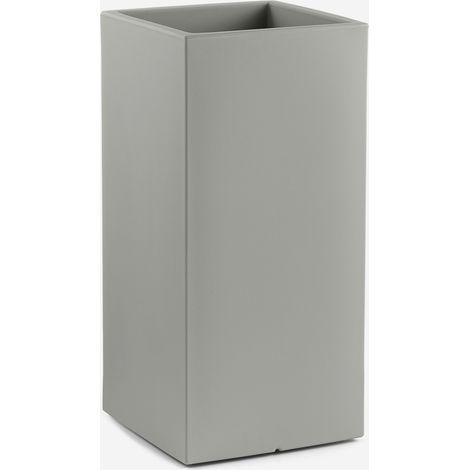 Vaso portafiori quadrato alto da giardino in polietilene Loto - Silver