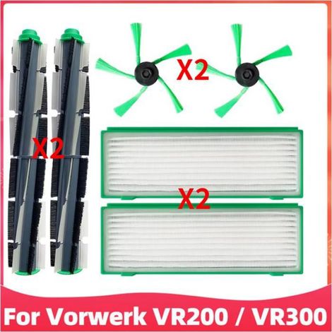 6 Pièces pour Vorwerk Kobold VR200 VR300 Aspirateur, Accessoires, Rouleau, Brosse Latérale, Filtre Hepa, Accessoires Ultra Durables (1/4)