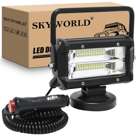 Feux de Travail Aimantée, 5 Pouces 15 cm 72W Led Floodlights  12V 24V Rampe Phare Led avec Base Magnétique, Allume Cigare, Projecteur Lumière pour Offroad Voiture Camion SUV 4x4 Tracteur (1/5)