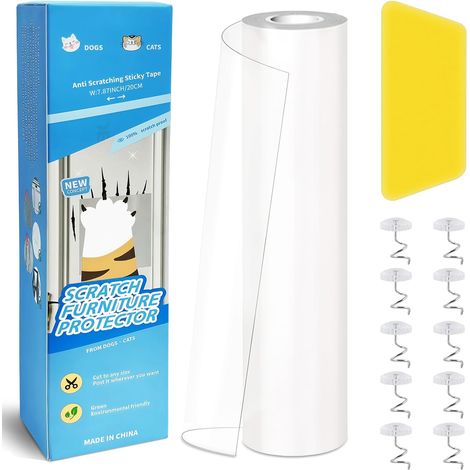 Protection Canapé Chat Anti Griffe Transparente Invisible, Film Adhésif 20 300CM, Protecteur de Meubles, Porte, Mur, Comptoirs, Résistant aux Griffes de Chat et Chien (1/5)