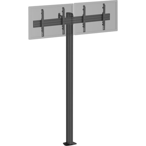 Support TV sur pied - 2 écrans 43'' - 49'' Hauteur 240cm à visser noir (1/3)