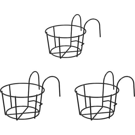 Support suspendu pour pots de fleurs en trois parties, panier suspendu rond en fer forgé pour balcon (1/5)